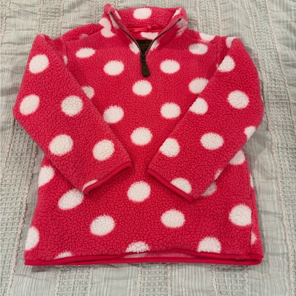 Girlie Girl Originals CC Kids Pink Polka Dotโ Sherpa Quarter Zip Youth S